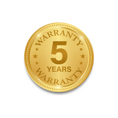 5 Years Warranty. Warranty Sign. Vector Illustration Isolated on White Background. 