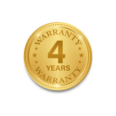 4 Years Warranty. Warranty Sign. Vector Illustration Isolated on White Background. 