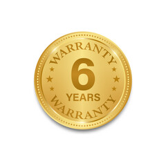 6 Years Warranty. Warranty Sign. Vector Illustration Isolated on White Background. 