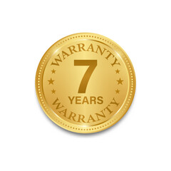 7 Years Warranty. Warranty Sign. Vector Illustration Isolated on White Background. 