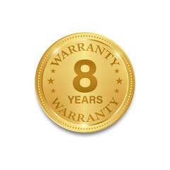8 Years Warranty. Warranty Sign. Vector Illustration Isolated on White Background. 