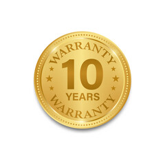 10 Years Warranty. Warranty Sign. Vector Illustration Isolated on White Background. 