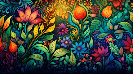 "Seamless Garden Pattern: Lush and Continuous Design"