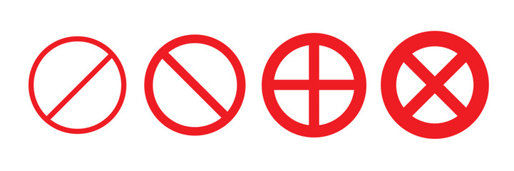 Fototapeta premium Prohibited Sign Icon Set. Strictly prohibited signs. Vector.