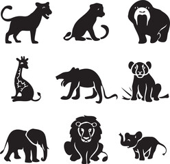 Animal Silhouette logos Clipart on white background 