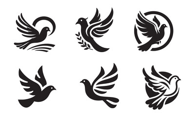 Naklejka premium pigeon vector logo icon illustration bundle