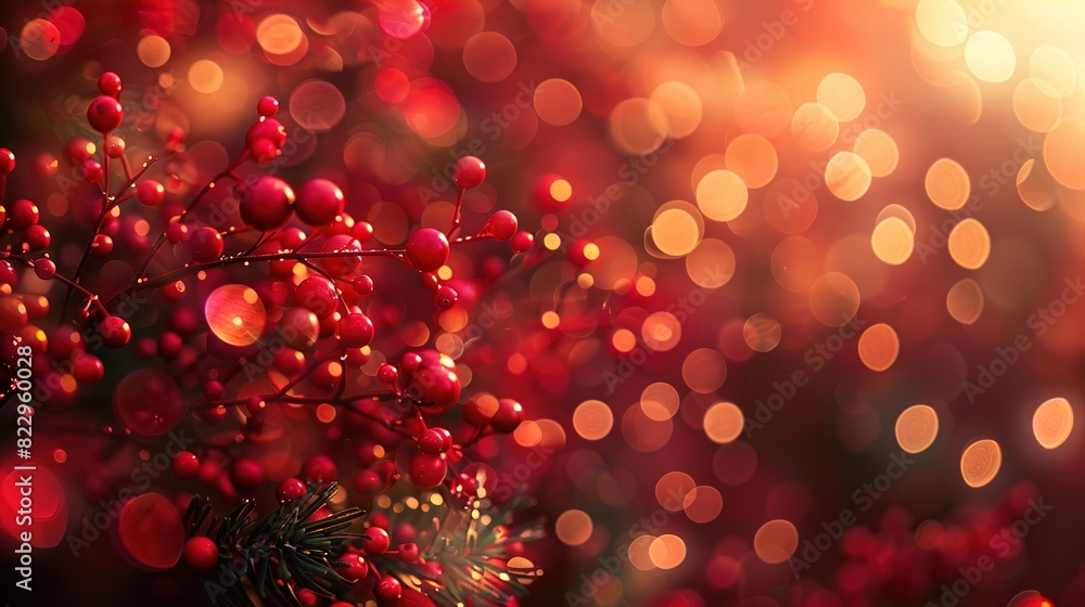 Poster bright red with a soft bokeh effect