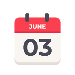 June 3 - Daily Calendar Icon in flat design style