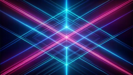 Obraz premium Neon Lines: Bright neon lines crisscrossing on a dark background, providing a futuristic and energetic abstract look. 