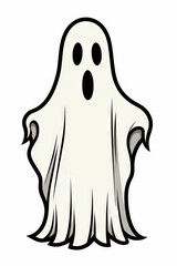 Ghost with black nose and white background is shown.