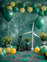 Gratulation backdrop with balloons of natural for agriculture