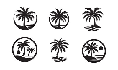 palm tree vector logo icon illustration silhouette