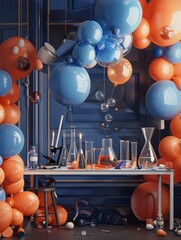 Gratulation backdrop with balloons for Chemical 