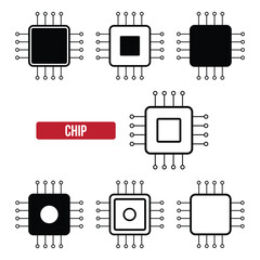 Chip icon set. flat vector illustration.