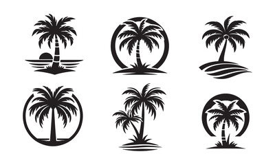 palm tree vector logo icon illustration silhouette © SATHI