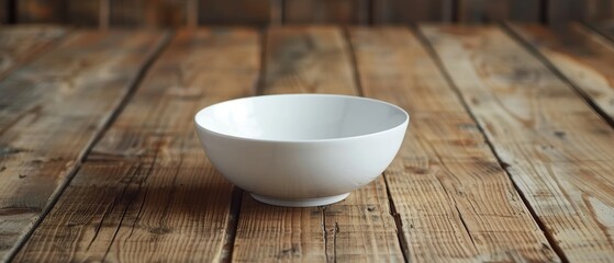 White ceramic bowl on a wooden table, minimalism, clean and simple, easy on the eyes