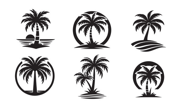 palm tree vector logo icon illustration silhouette