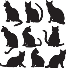 Cat collection black silhouettes 