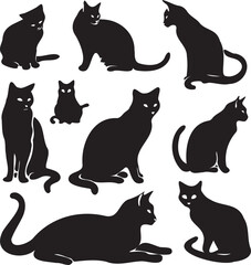 Cat collection black silhouettes 