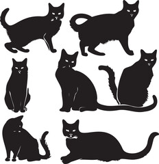 Cat collection black silhouettes 