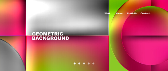 Bright colorful squares with round elements minimal geometric background. Vector Illustration For Wallpaper, Banner, Background, Card, Book Illustration, landing page