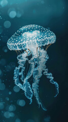 wild life picture reference. white jellyfish in the deep water