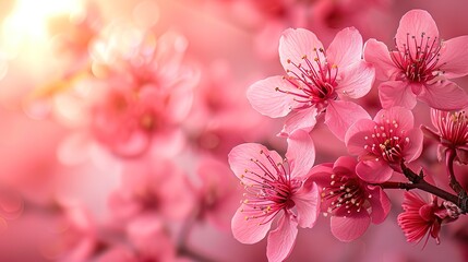 Obraz premium Close-up of pink cherry blossoms in spring