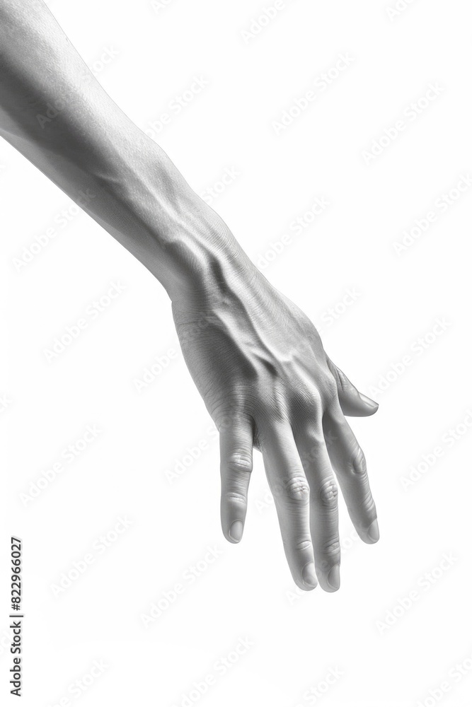 Poster a hand is shown in a white background. the hand is stretched out and he is reaching for something. c