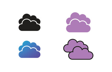 Flat cloud icon set symbol vector Illustration