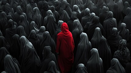 one deviant and rebel colorful girl in hundreds - Protest and revolution for change