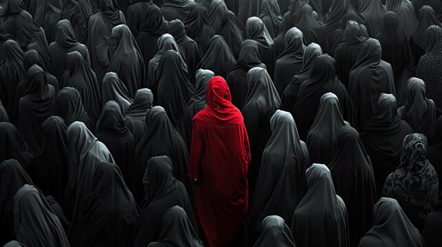 one deviant and rebel colorful girl in hundreds - Protest and revolution for change