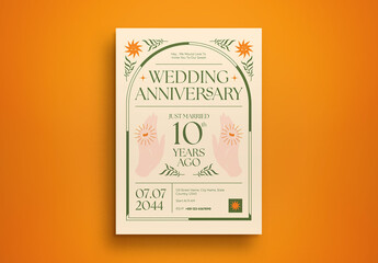 White Boho Wedding Anniversary Invitation