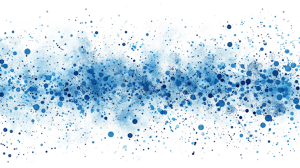 Abstract digital pattern featuring blue dots on white and transparent background, resembling a serene water droplet design