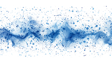 Abstract digital pattern featuring blue dots on white and transparent background, resembling a serene water droplet design