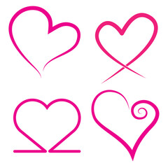 set of heart/ love icon outlines