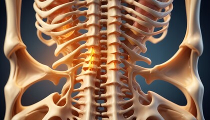 Detailed illustration of back MRI, focusing on lumbar spine, highlighting vertebrae and discs.