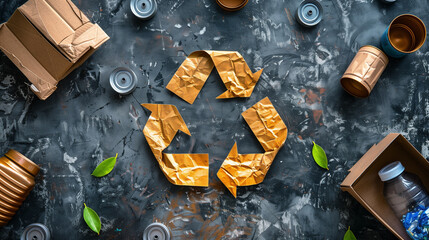 Recycle Symbol Surrounded by Trash