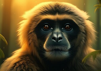 Portrait of a gibbon 