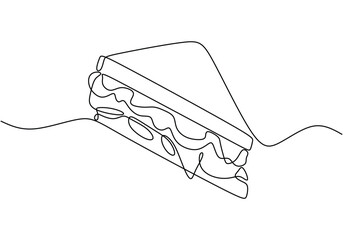 one continuous line drawing of slice pizza isolated on white background. Food vector illustration.