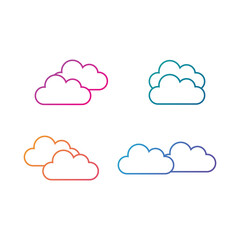 Obraz premium cloud icon set in flat style with background.