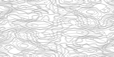 Mountain topographic contour in lines and contours. Surface map of mountain future. Stripes landscape. . Modern design with White background with topographic wavy pattern.