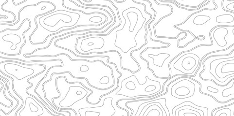 Mountain topographic contour in lines and contours. Surface map of mountain future. Stripes landscape. . Modern design with White background with topographic wavy pattern.