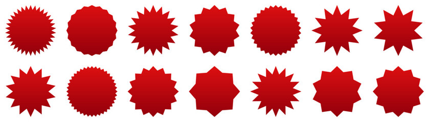 赤　ギザギザ　グラデーション　衝撃　スターバースト　セット