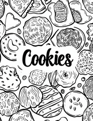 Cookie Wonderland: Enjoyable Coloring Pages for Everyone - Printable pages - Coloring Pages for All Ages  - Simple Patterns  - Line Art 