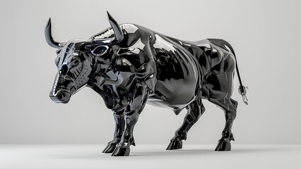 black bull isolated on white
