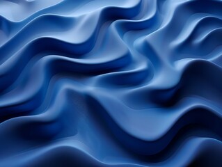Obraz premium Abstract 3D waves of royal blue fabric creating a soothing and dynamic texture perfect for backgrounds and artistic designs.