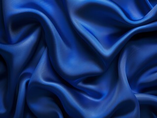 Fototapeta premium Luxurious blue satin fabric with soft folds and rich texture, creating an elegant and smooth background or design element.