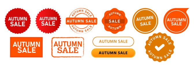 autumn sale square and circle stamp seal badge label sticker sign for special offer promotion shop