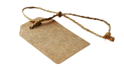 Blank paper price tag or label isolated on a transparent background