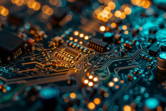 A complex, intricate circuit board, Abstract circuit background,  AI-generated